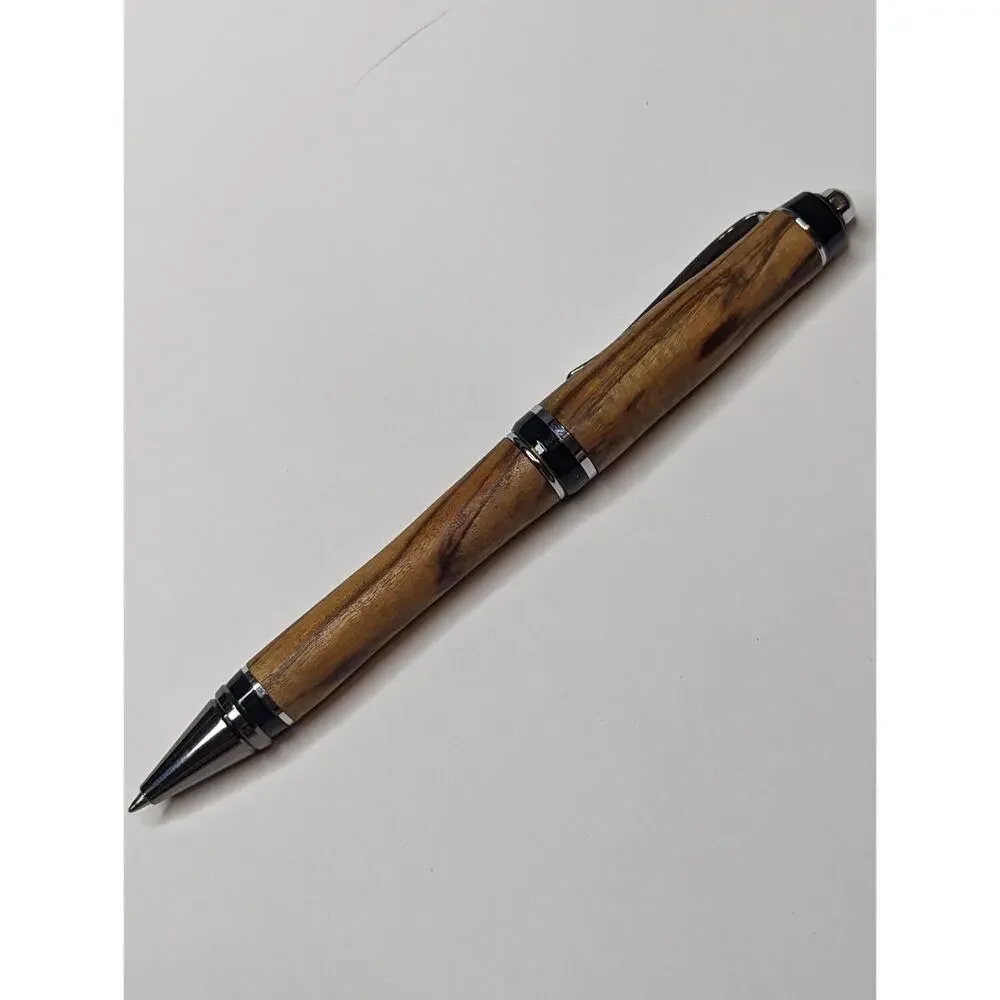 Graduate Twist Pen Silver Metal Finish Oak‎ Body Hand Turned Pen